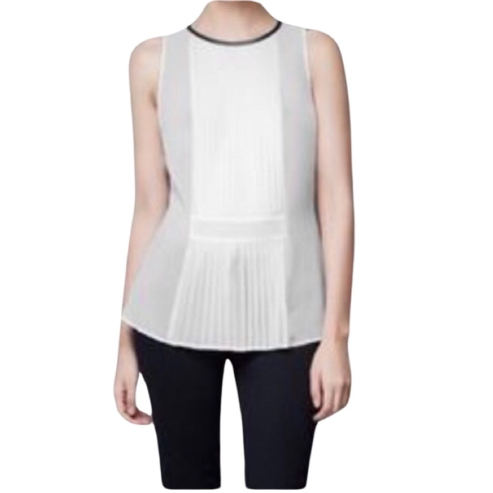 ZARA Cream Pleated Detail Sleeveless Tank